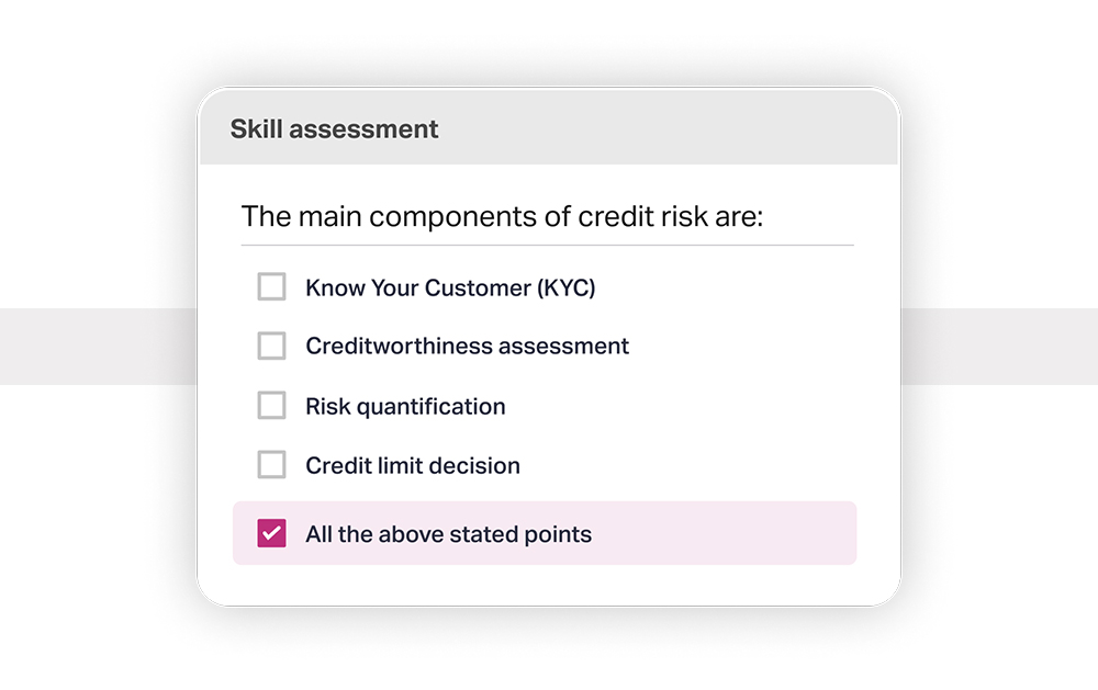 Skill assessment example from an LXP solution